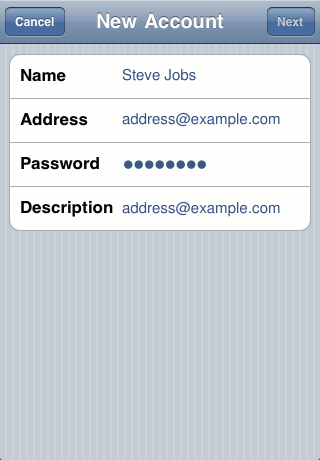 iPhone add account screen 3