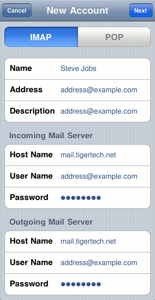 iPhone add account screen 4