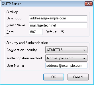 SMTP Server settings