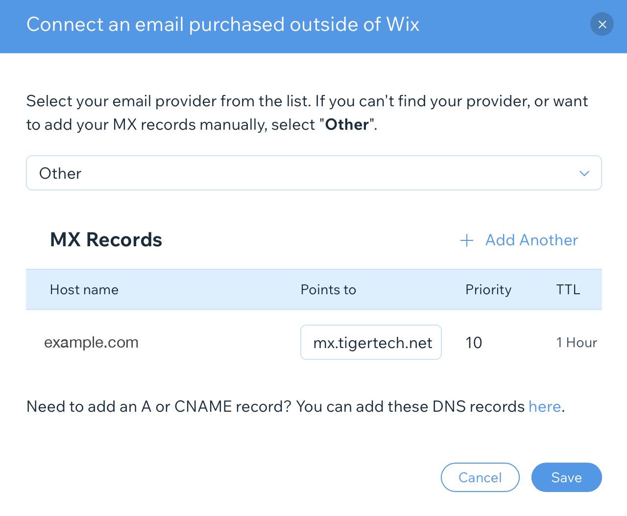Wix mail setup