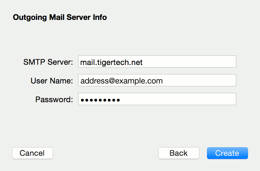 Outgoing Mail Server Info