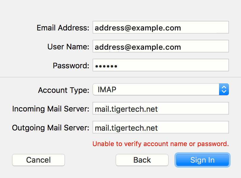 e-mail settings