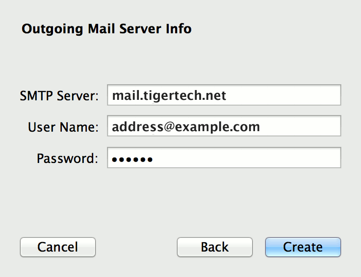 Outgoing Mail Server Info