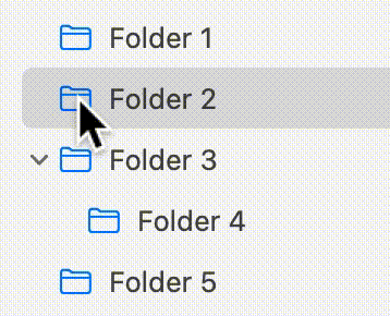 Drag the folder below the opened folder