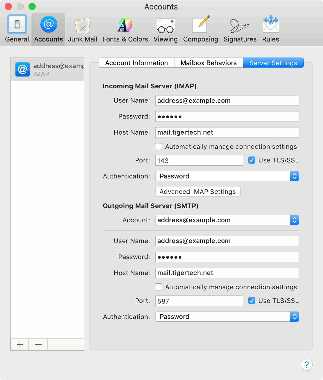 Apple Mail settings