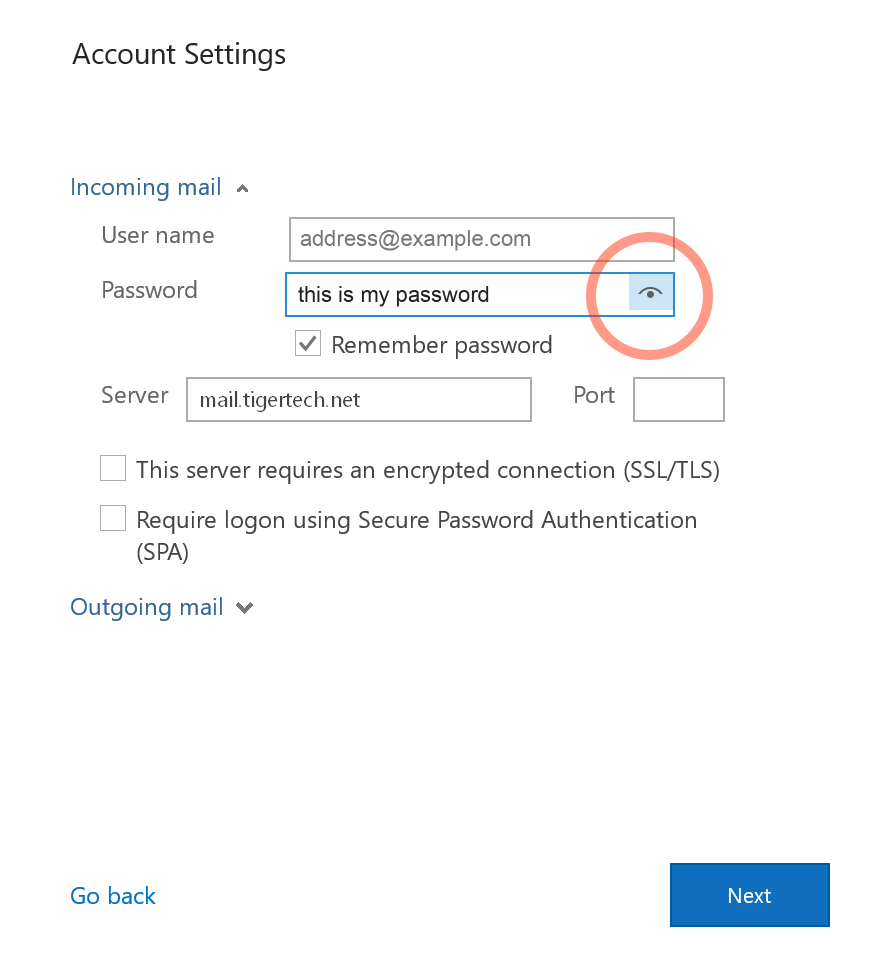 how to see my email password outlook