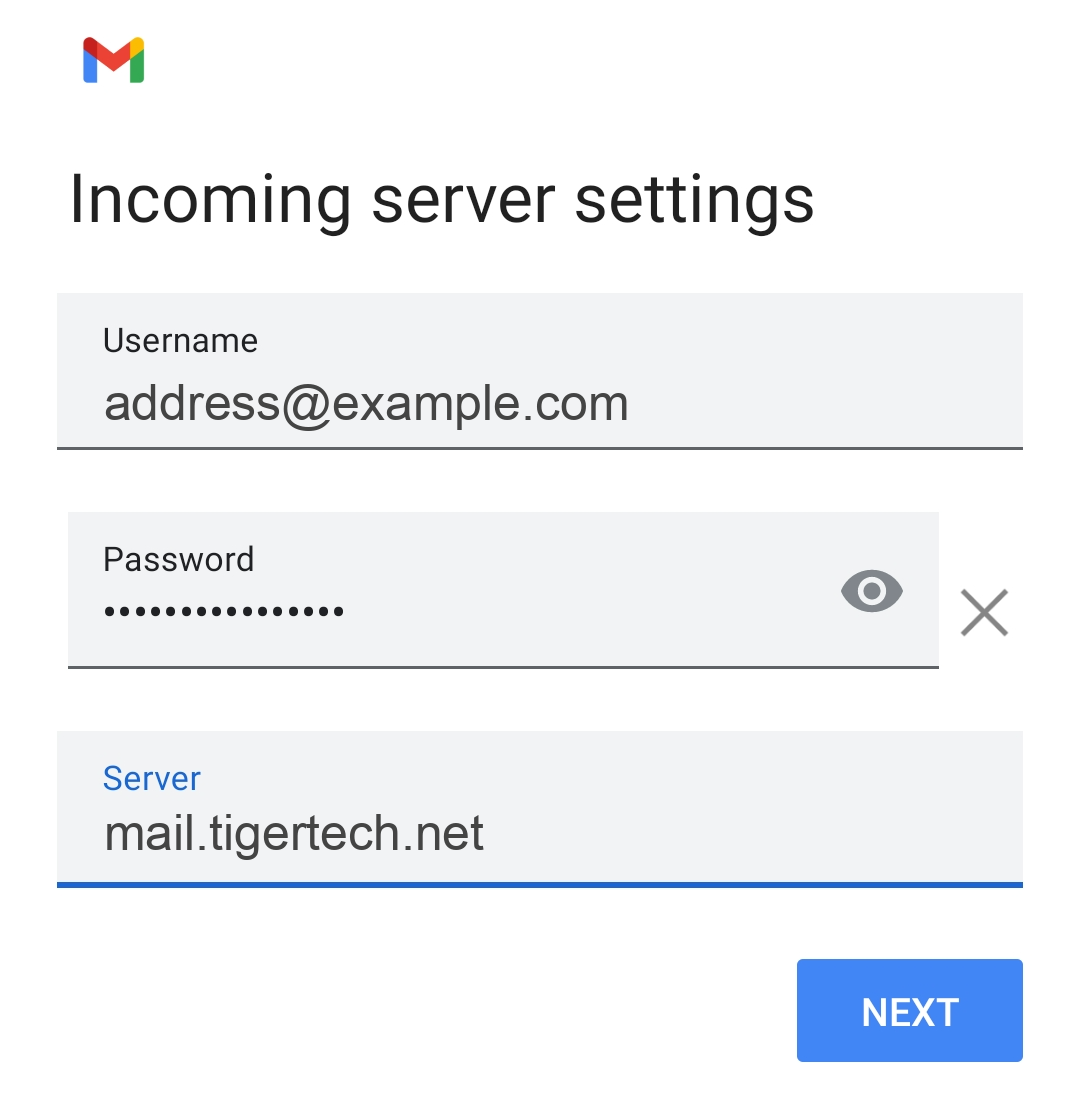 Gmail Android incoming settings