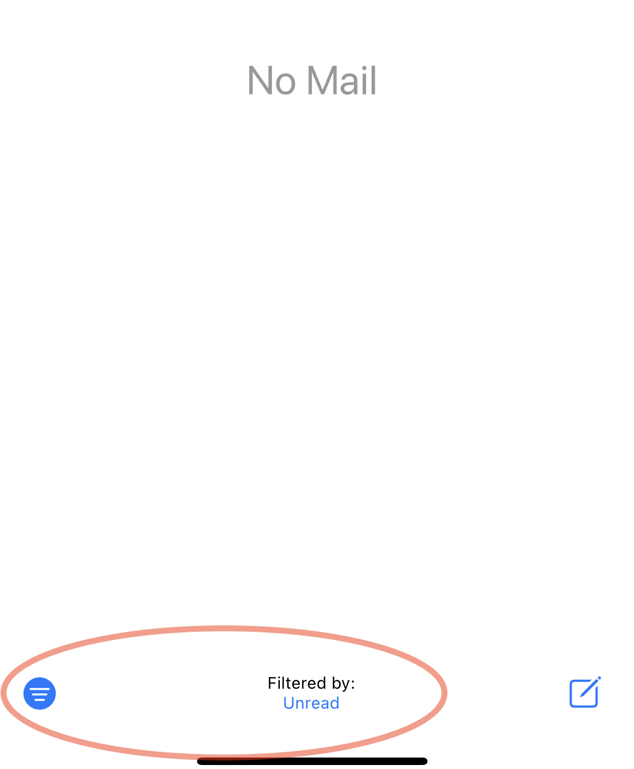 iOS No Mail filtered