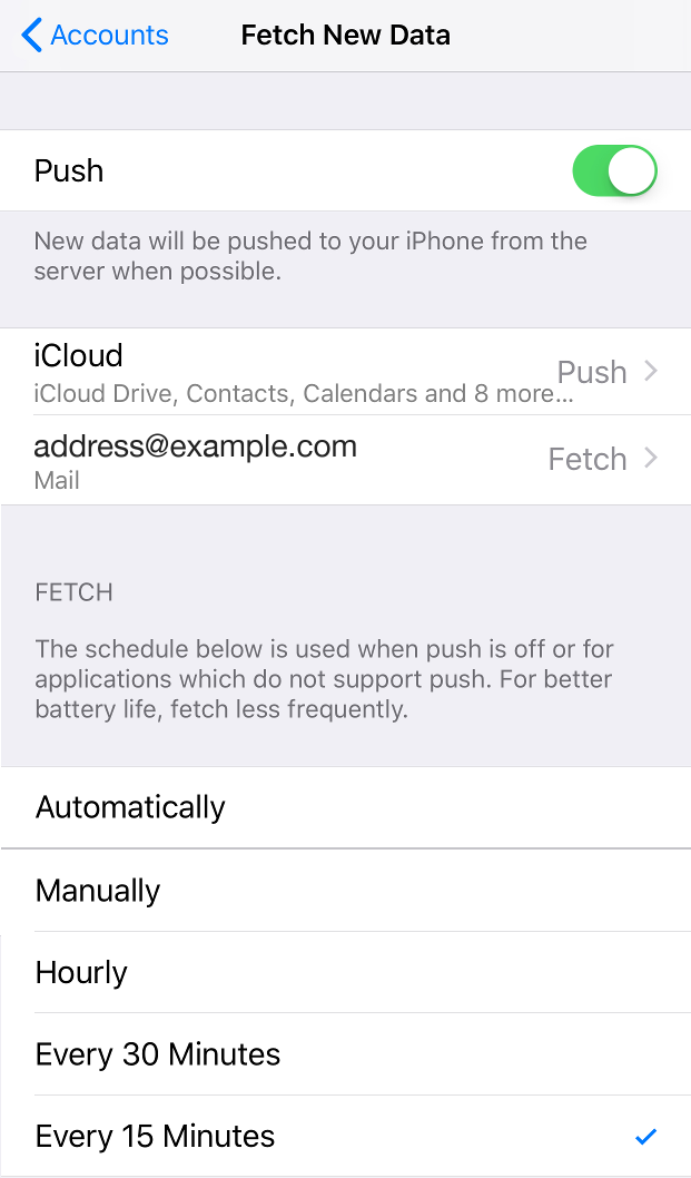 iPhone Fetch screen