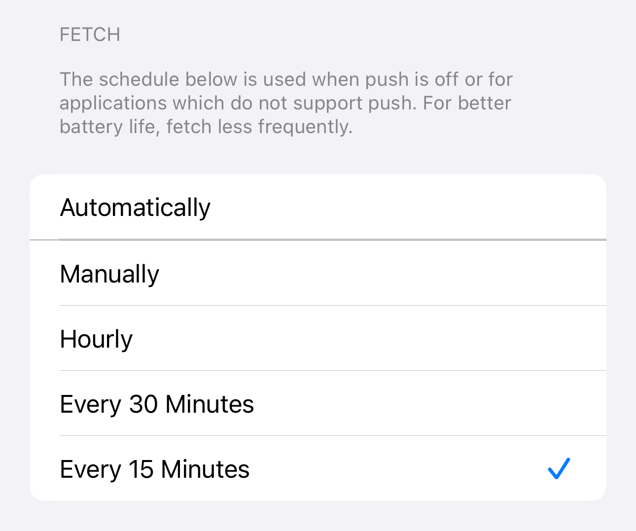 iPhone Fetch screen