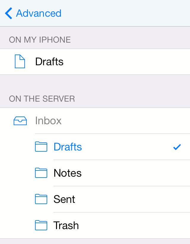 iPhone Mailboxes screenshot