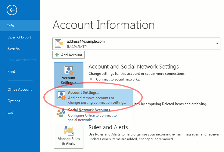 Outlook account