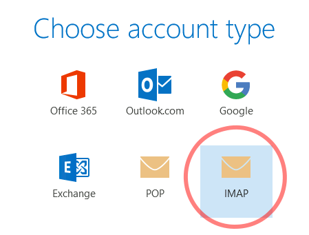 Outlook 2016 Choose Account Type window