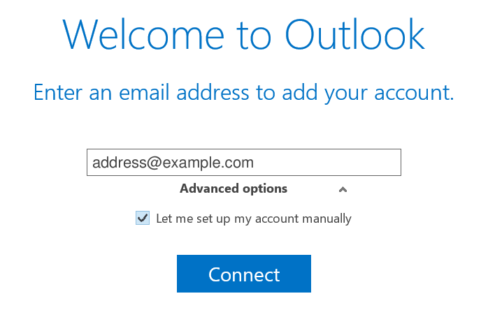 Outlook 2016 Welcome screen