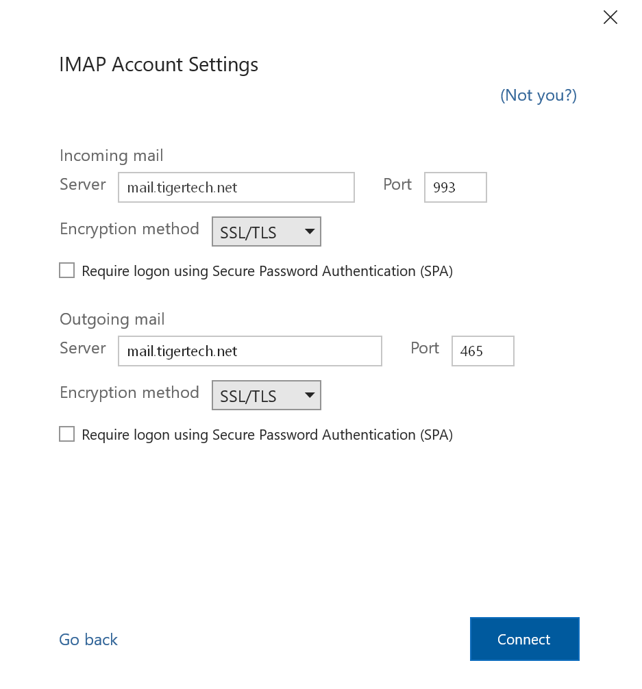 Correct Tigertech settings