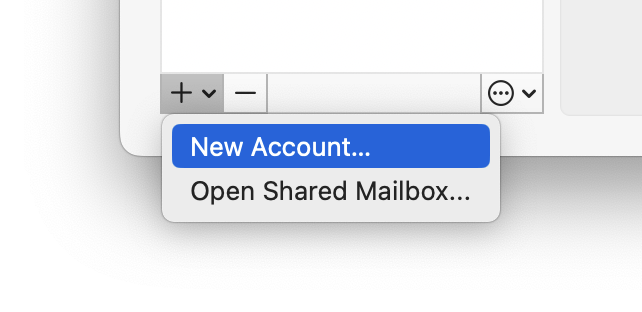 Outlook for Mac New Account menu