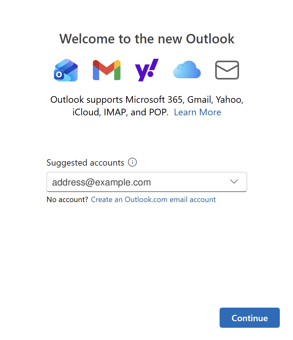 New Outlook email box