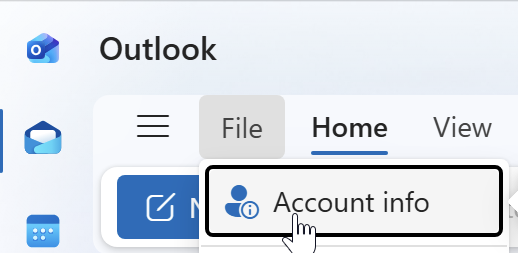 New Outlook "File" tab