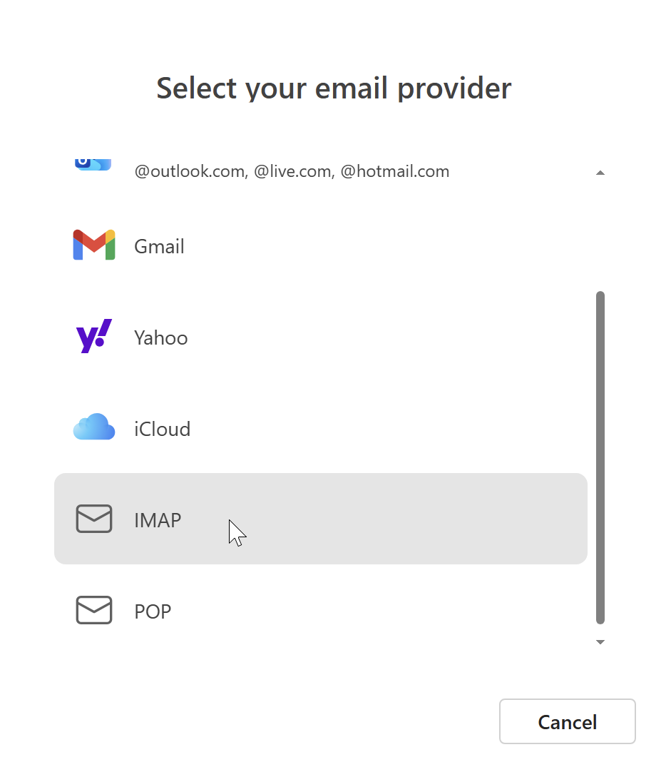 New Outlook provider choice