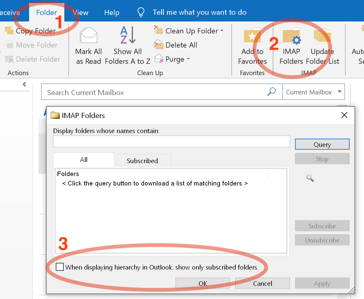 Showing all folders in Outlook