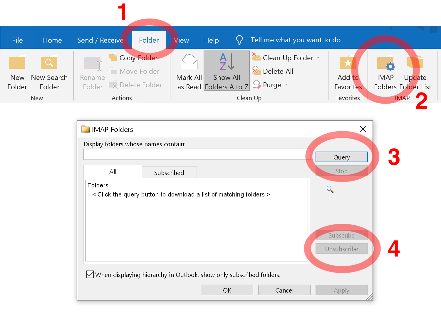 Unsubscribing from Outlook folders