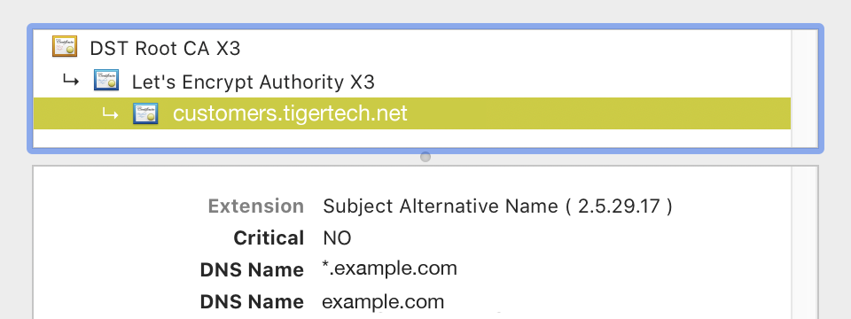 SSL certificate Subject Alternative Names