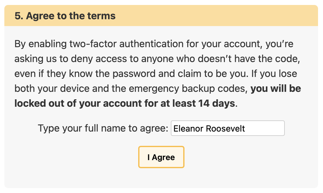 two-factor signup agreement