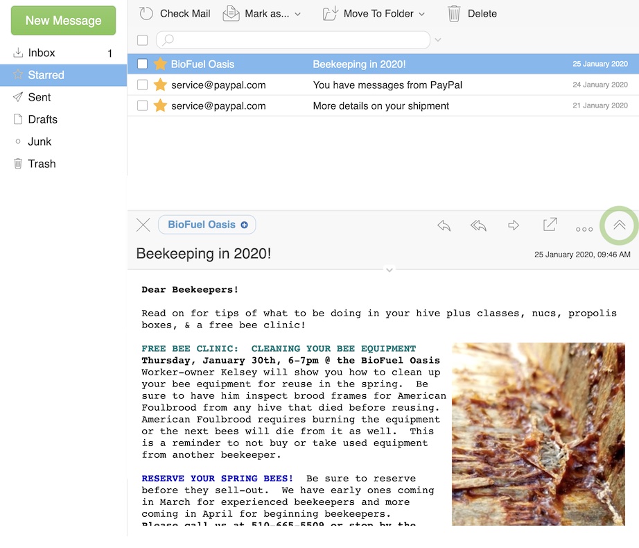 Webmail 2020 Two column view split