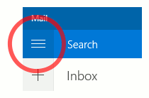 Windows 10 Mail three-line menu