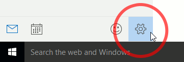 WIndows 10 Mail gear icon