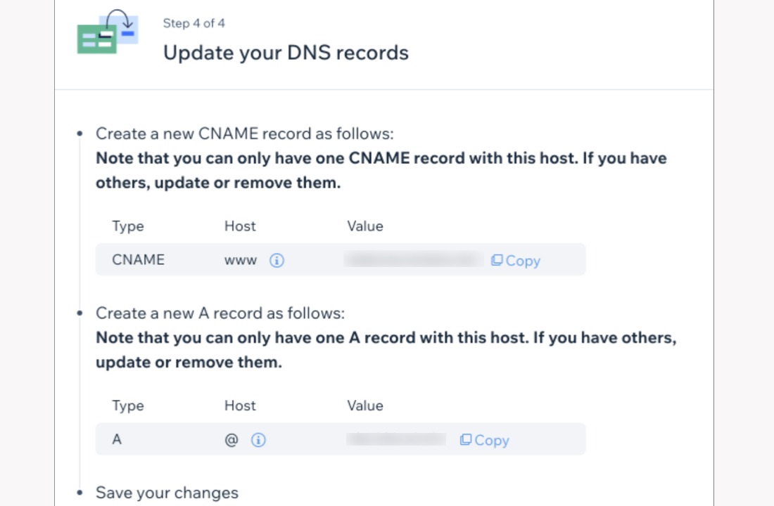 Wix DNS Records
